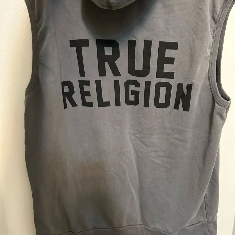 TRUE RELIGION Sleevless Hoodie Men’s Size XXXL 3XL MSRP $128 Gray Grey
